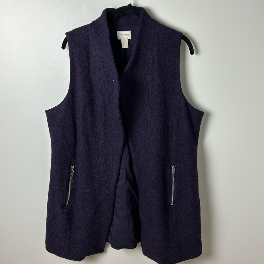 Chico’s Sleeveless Purple Drama Vest Sweater--Size 2 (10-12)